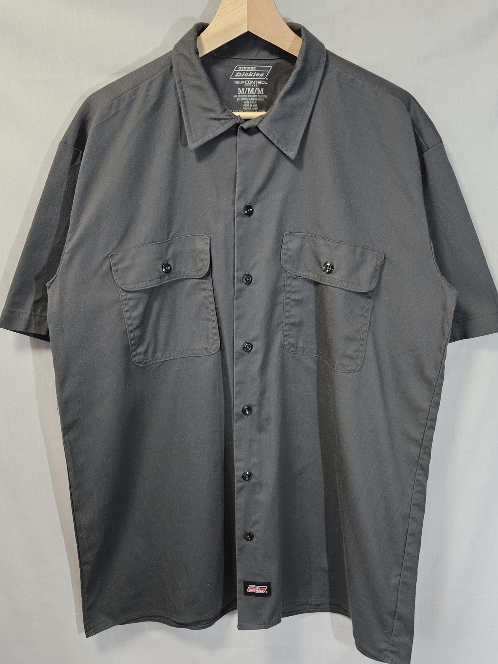 Dickies Gray Short Sleeve Work Shirt Temp Control sz M